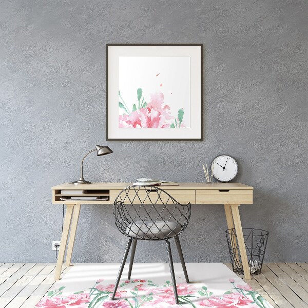 Tapis bureau Fleurs roses