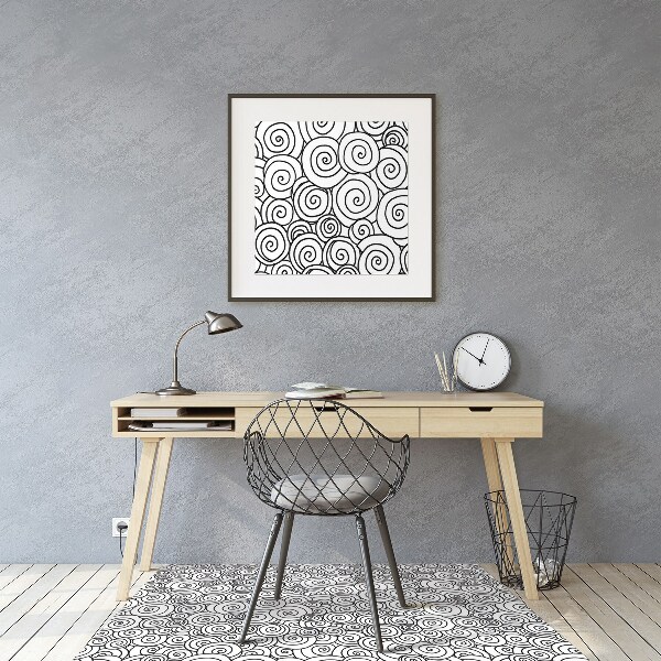 Tapis fauteuil bureau do biura Tourbillons noirs et blancs