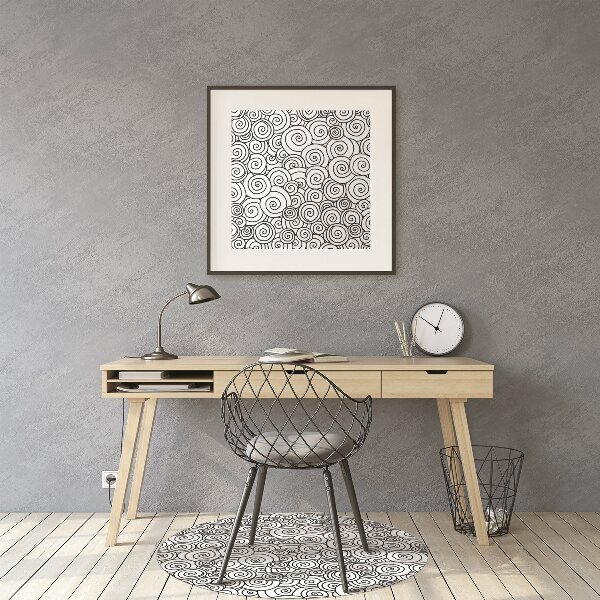 Tapis fauteuil bureau do biura Tourbillons noirs et blancs