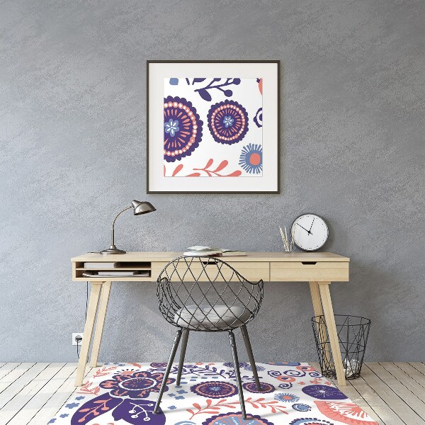 Tapis protection sol Fleurs abstraites