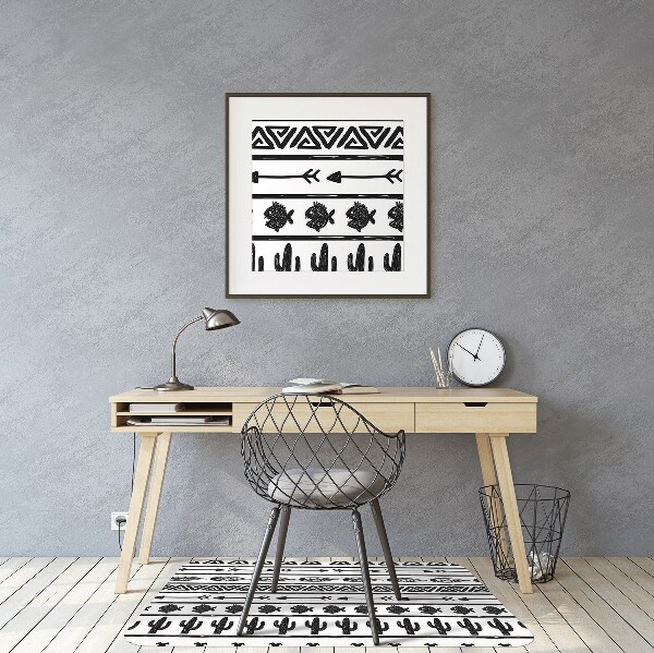 Tapis fauteuil bureau do biura Boho noir et blanc