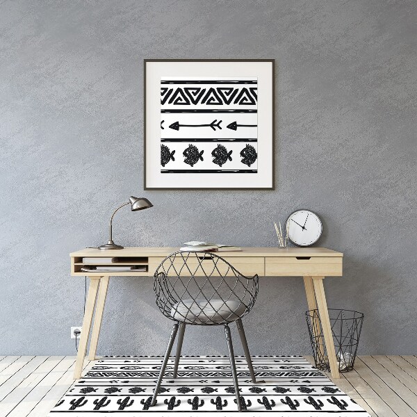 Tapis fauteuil bureau do biura Boho noir et blanc