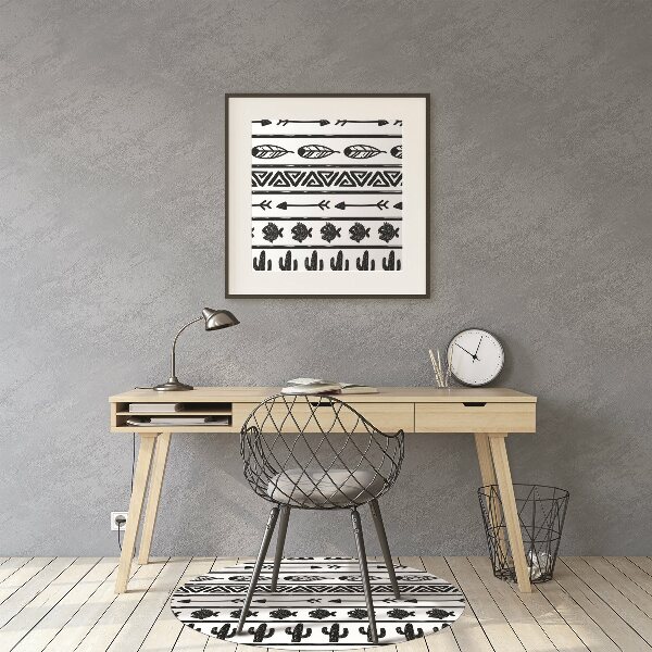 Tapis fauteuil bureau do biura Boho noir et blanc