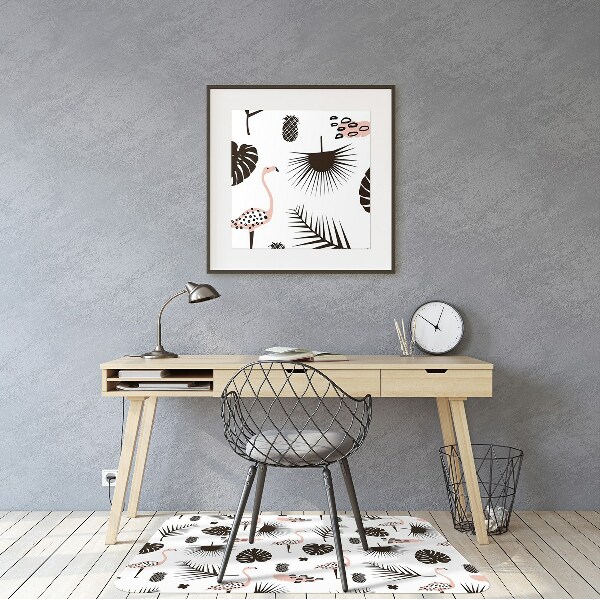 Tapis fauteuil bureau do biura Feuilles et flamants