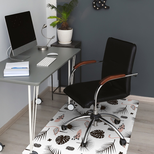 Tapis fauteuil bureau do biura Feuilles et flamants
