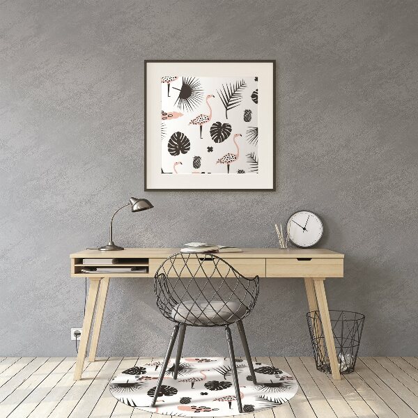 Tapis fauteuil bureau do biura Feuilles et flamants