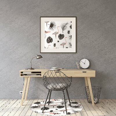 Tapis fauteuil bureau do biura Feuilles et flamants