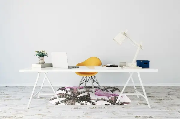 Tapis pour chaise de bureau Flamingos dans la paume