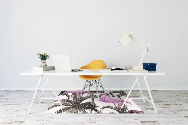 Tapis pour chaise de bureau Flamingos dans la paume