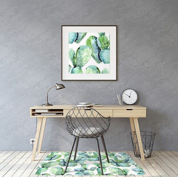 Tapis de chaise de bureau Cactus aquarelle