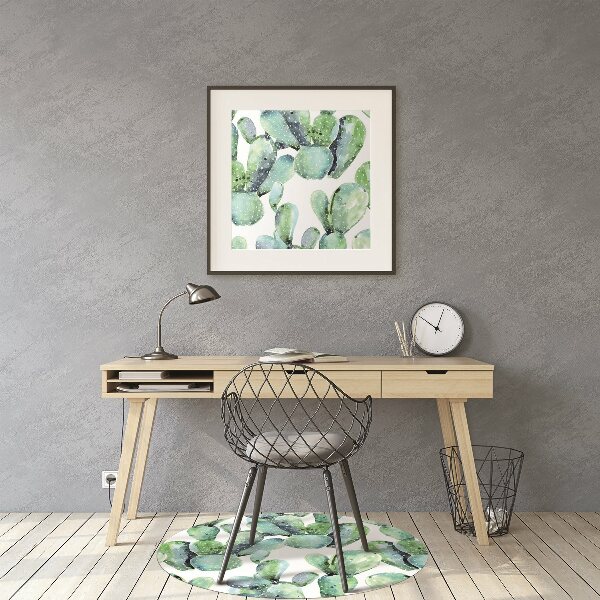 Tapis de chaise de bureau Cactus aquarelle