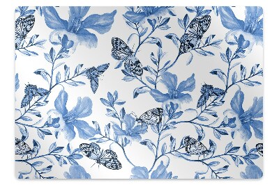 Tapis de chaise de bureau Fleurs bleues