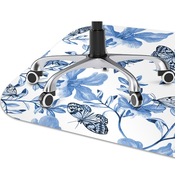 Tapis de chaise de bureau Fleurs bleues