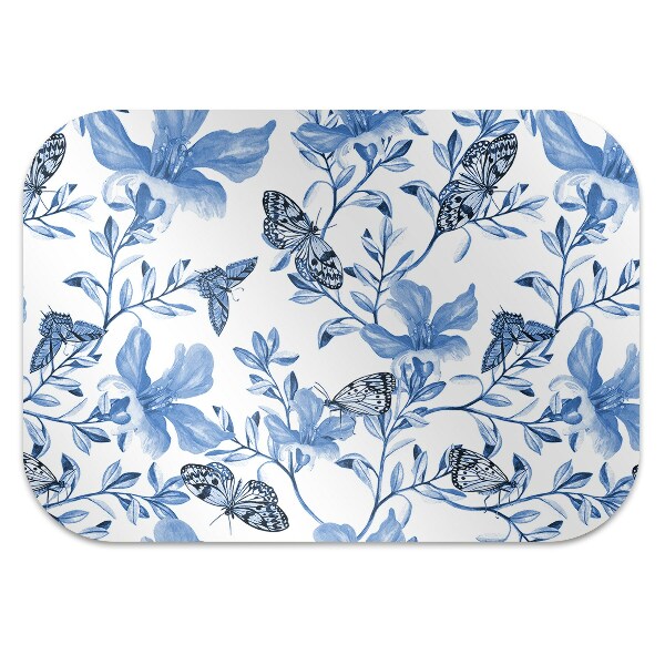 Tapis de chaise de bureau Fleurs bleues