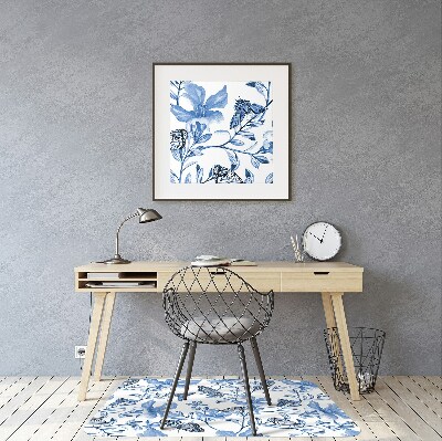 Tapis de chaise de bureau Fleurs bleues