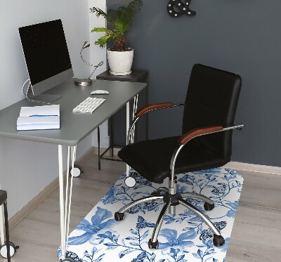 Tapis de chaise de bureau Fleurs bleues