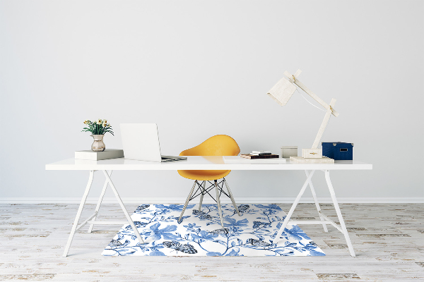 Tapis de chaise de bureau Fleurs bleues