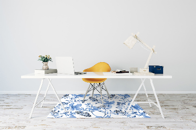 Tapis de chaise de bureau Fleurs bleues