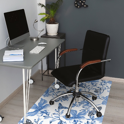 Tapis de chaise de bureau Fleurs bleues