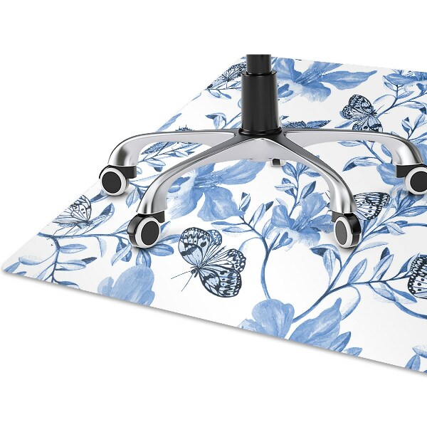 Tapis de chaise de bureau Fleurs bleues