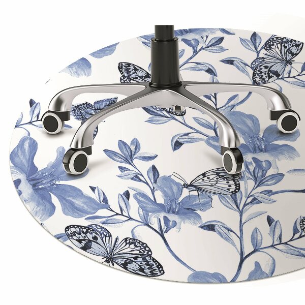 Tapis de chaise de bureau Fleurs bleues