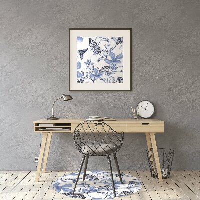 Tapis de chaise de bureau Fleurs bleues