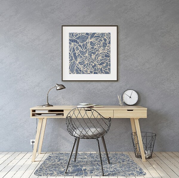 Tapis de chaise de bureau Fleur bleue