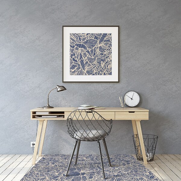 Tapis de chaise de bureau Fleur bleue