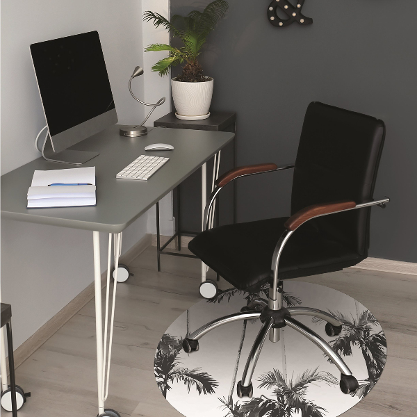 Tapis pour chaise de bureau Palmier noir et blanc