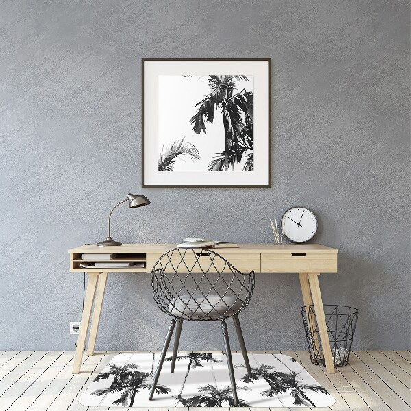 Tapis pour chaise de bureau Palmier noir et blanc