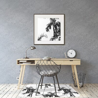 Tapis pour chaise de bureau Palmier noir et blanc