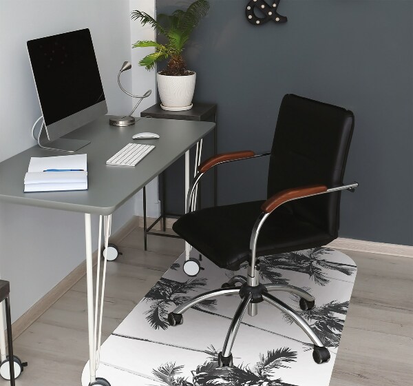 Tapis pour chaise de bureau Palmier noir et blanc