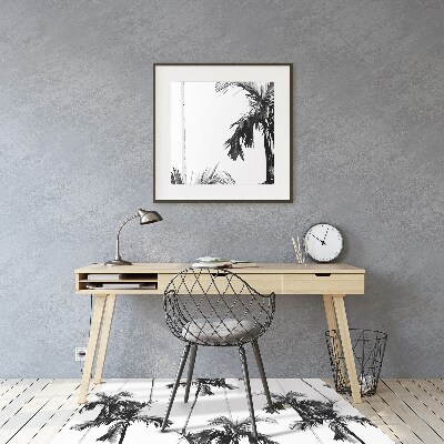 Tapis pour chaise de bureau Palmier noir et blanc