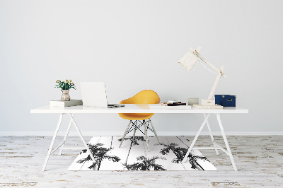 Tapis pour chaise de bureau Palmier noir et blanc