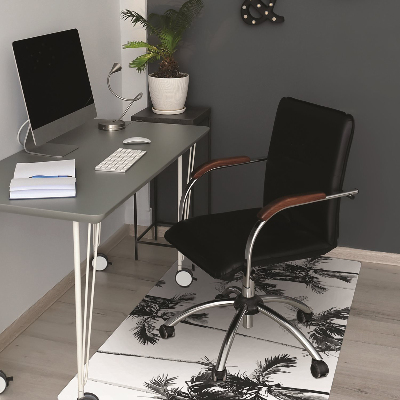 Tapis pour chaise de bureau Palmier noir et blanc