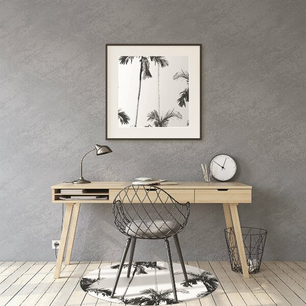 Tapis pour chaise de bureau Palmier noir et blanc