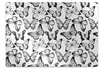 Tapis pour chaise de bureau Papillon noir et blanc