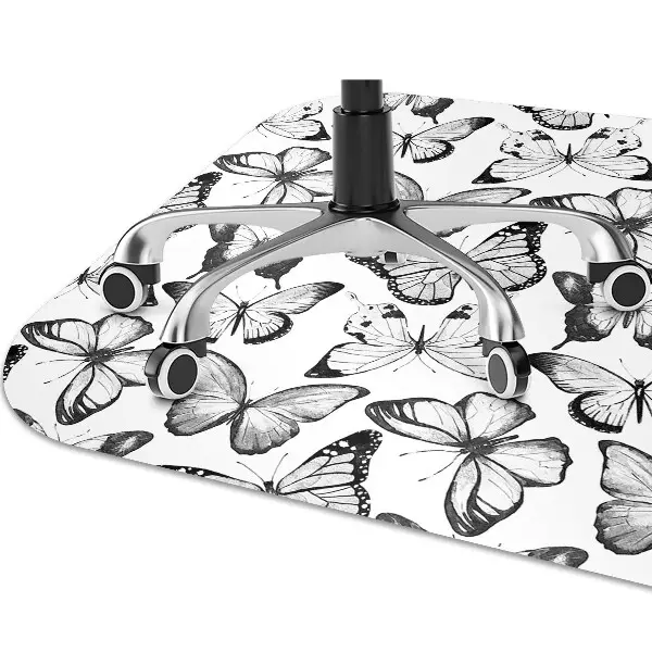 Tapis pour chaise de bureau Papillon noir et blanc