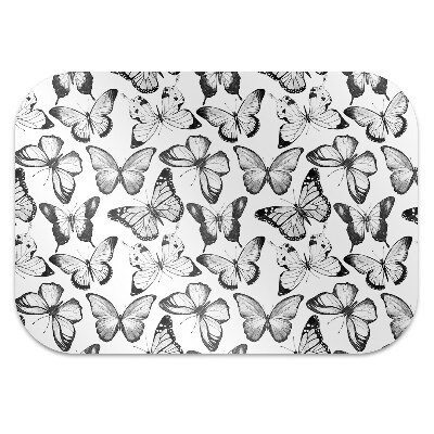 Tapis pour chaise de bureau Papillon noir et blanc