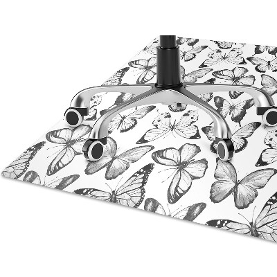 Tapis pour chaise de bureau Papillon noir et blanc