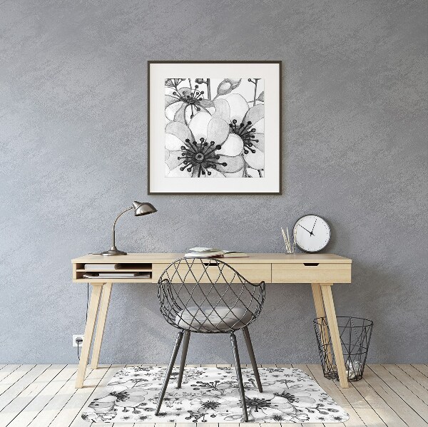 Tapis fauteuil bureau do biura Motif noir et blanc