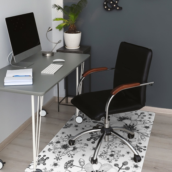 Tapis fauteuil bureau do biura Motif noir et blanc