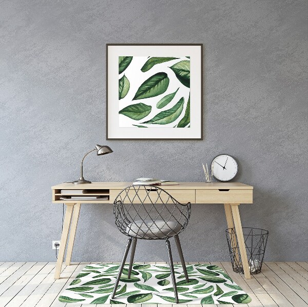 Tapis pour chaise de bureau Feuilles vertes