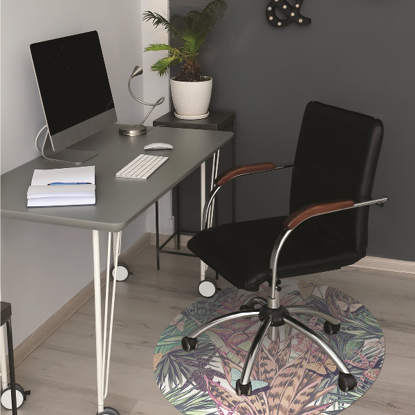 Tapis de chaise de bureau Fleurs et papillons