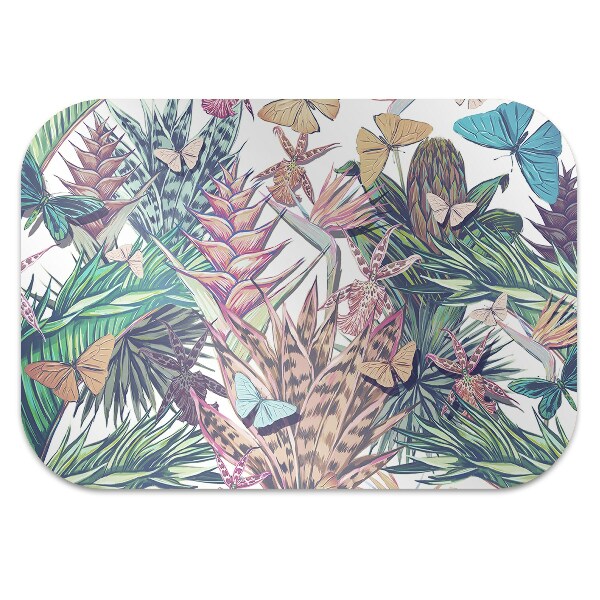 Tapis de chaise de bureau Fleurs et papillons