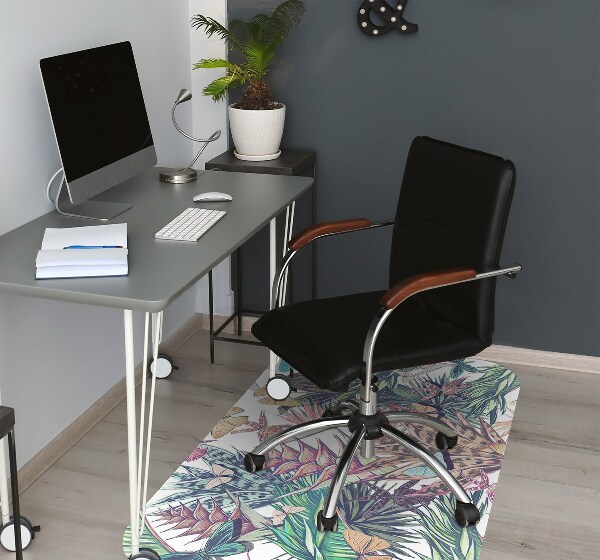 Tapis de chaise de bureau Fleurs et papillons