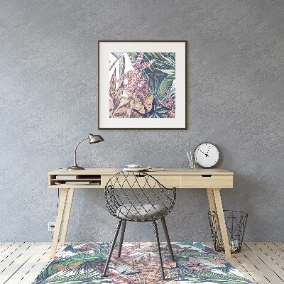 Tapis de chaise de bureau Fleurs et papillons