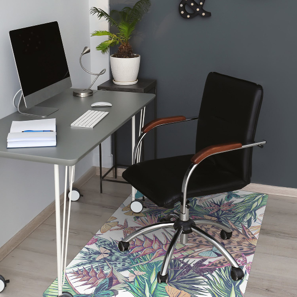 Tapis de chaise de bureau Fleurs et papillons