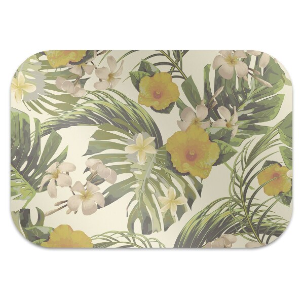 Tapis fauteuil bureau Feuilles tropicales et fleurs