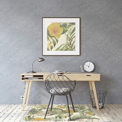 Tapis fauteuil bureau Feuilles tropicales et fleurs